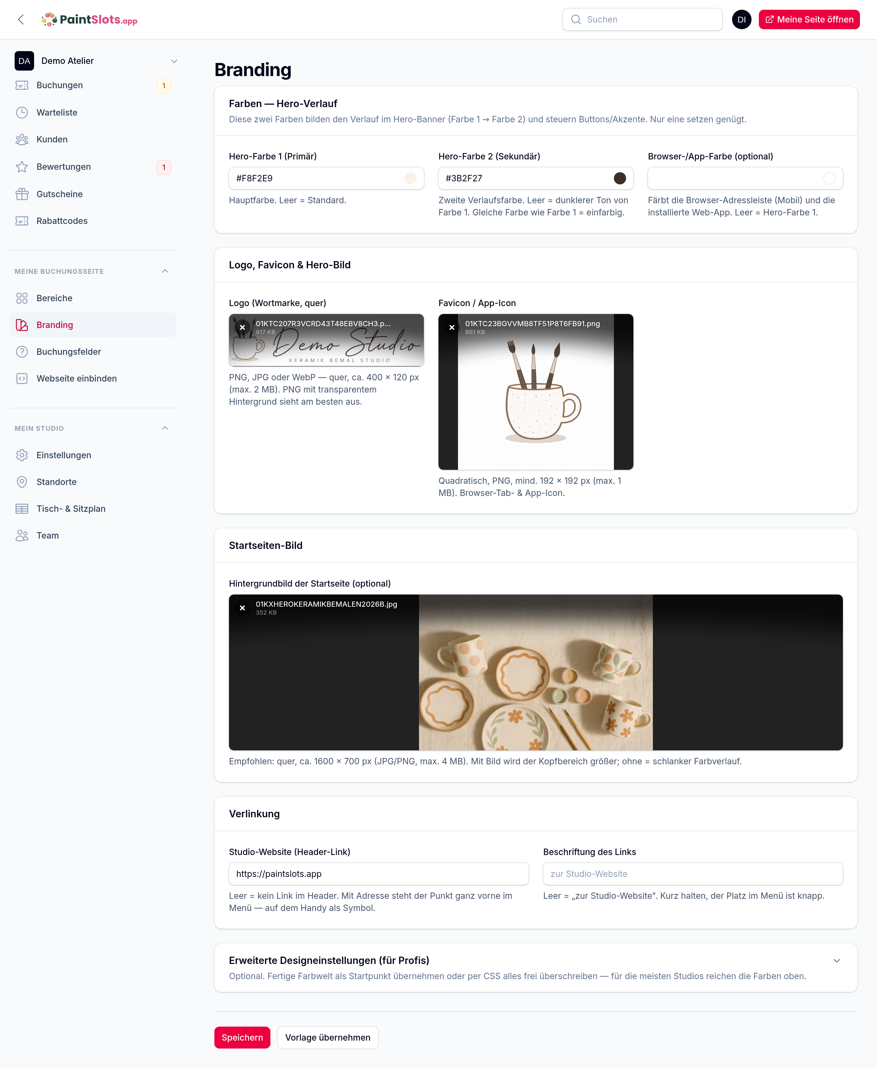 Branding – Farben, Logo, Favicon und Hero-Bild auf einen Blick