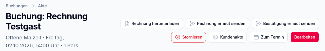 Buchungs-Akte mit eigener Rechnung – oben „Rechnung herunterladen